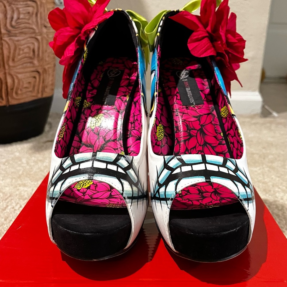Iron Fist Sugar Skull Peep-Toe Heels